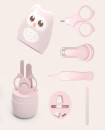 High Quality Baby Manicure Pedicure Kit Nail Clipper Scissor Tweezer Nail File Bear Nasal Aspirator Set for Newborn Infant Toddler PINK
